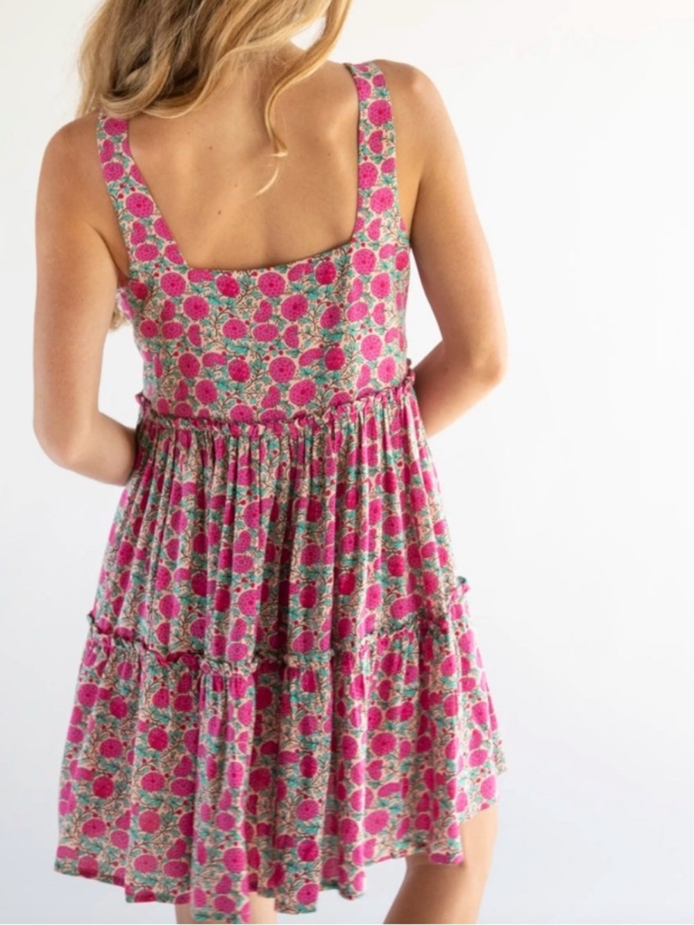 Natural Life Anna Mini Dress Pink Tiered Ruffle size XS - Picture 3 of 9